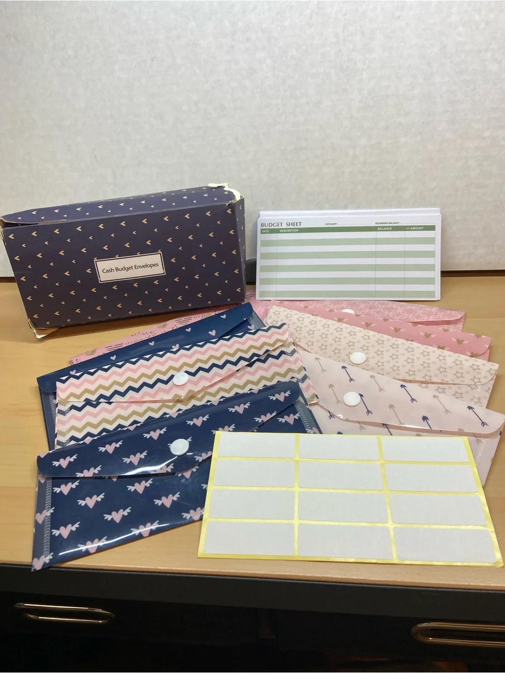 Cash Budget Envelope Set - Pink & Navy Organizing Pouches